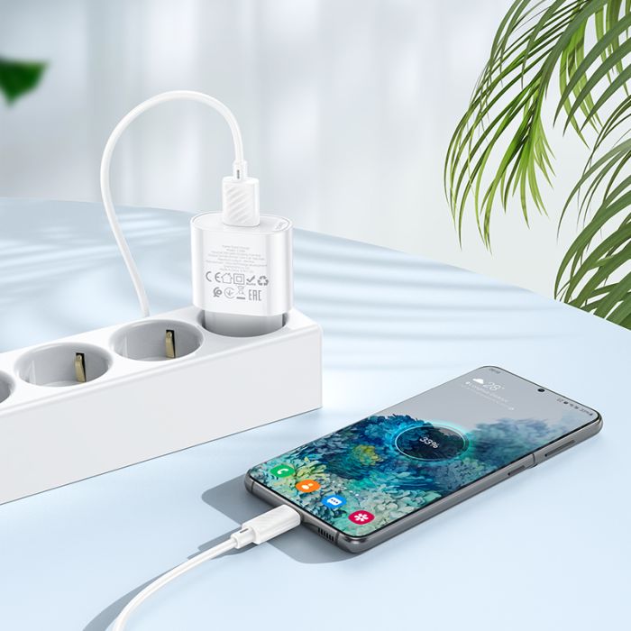 Мережевий зарядний пристрій HOCO C109A Fighter single port QC3.0 charger 18W White (6931474784810)