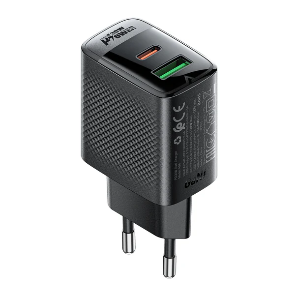 Мережевий зарядний пристрій ACEFAST A98 PD30W GaN (USB-C+USB-A) charger Black (6974316283263)