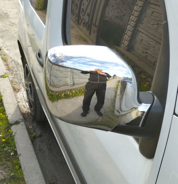 Накладки на Зеркала 2008-2013 (2 шт) OmsaLine - Итальянская Нержавейка для Renault Kangoo