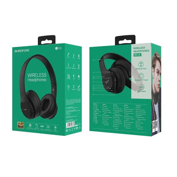 Бездротові накладні навушники BOROFONE BO4 Charming rhyme wireless headphones, Black (6931474709882)