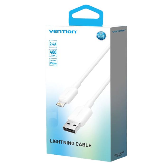 Кабель Vention USB 2.0 Type-A Male to Lightning Male 2.4A Cable 1M White PVC Type (LAMWF)