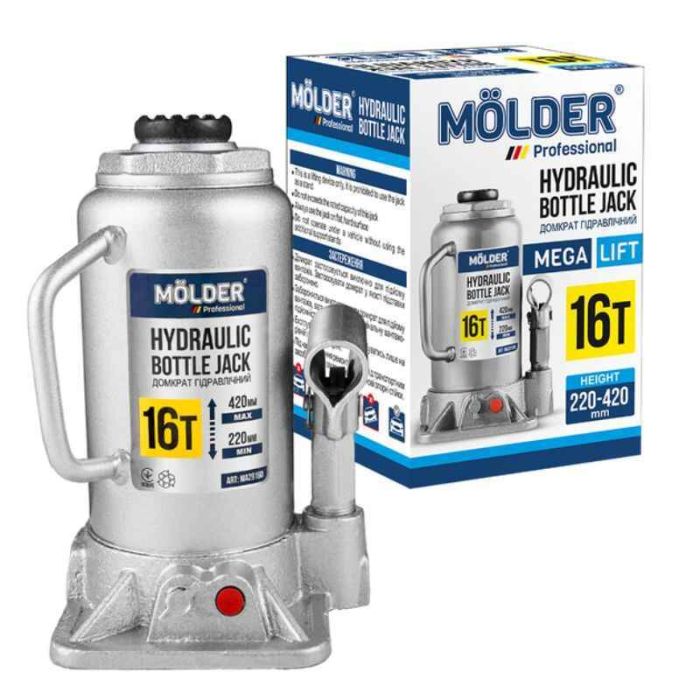 Гидравлический бутылочный домкрат 16 т Molder 220-420 мм для авто в коробке (MA29160)