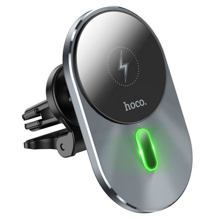 Автотримач для телефона з БЗП HOCO CA91 Magic magnetic wireless fast charging car holder Gray (6931474753465)