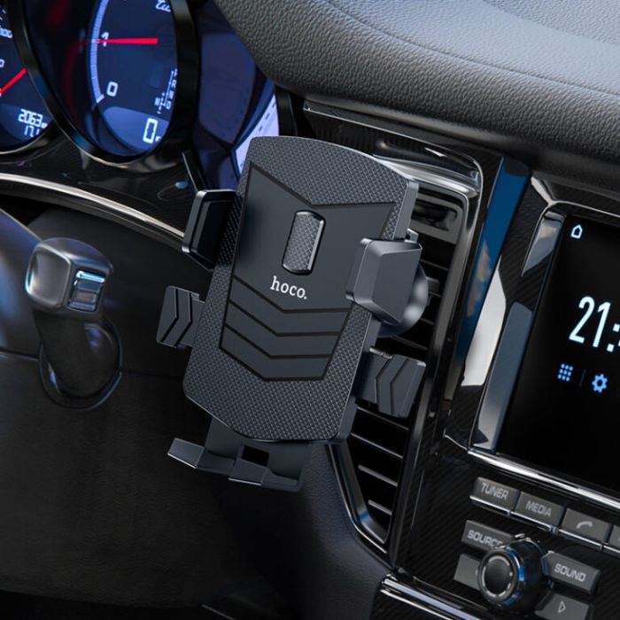 Автотримач для телефона HOCO CA86 Davy one-button air outlet car holder Black (6931474751485)
