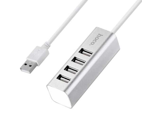 USB-хаб HOCO HB1 4USB Line machine Silver (6957531038146)
