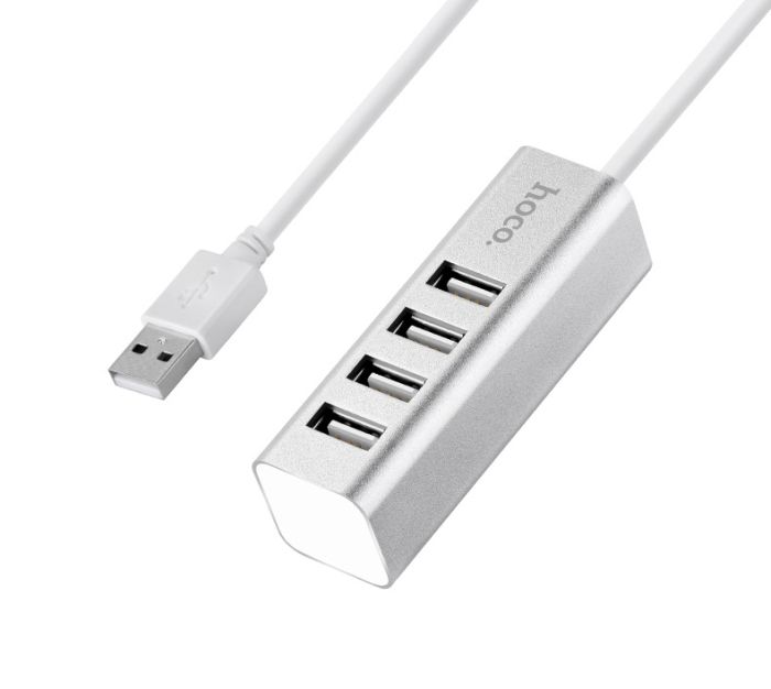 USB-хаб HOCO HB1 4USB Line machine Silver (6957531038146)