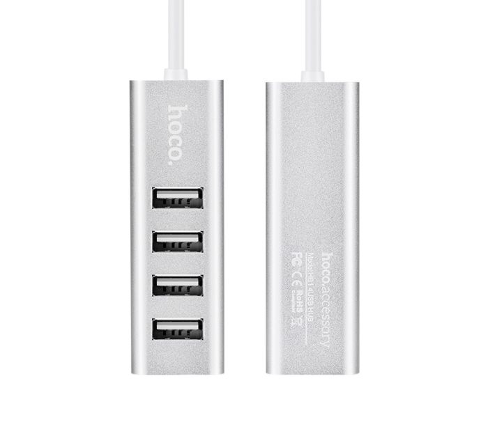 USB-хаб HOCO HB1 4USB Line machine Silver (6957531038146)