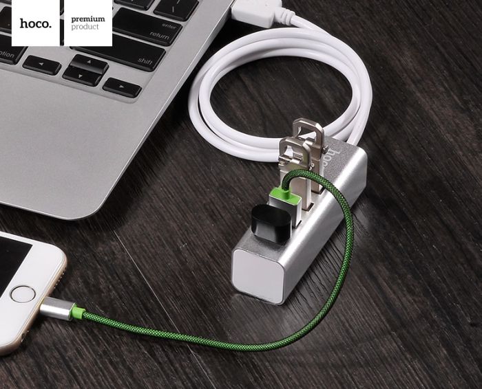 USB-хаб HOCO HB1 4USB Line machine Silver (6957531038146)
