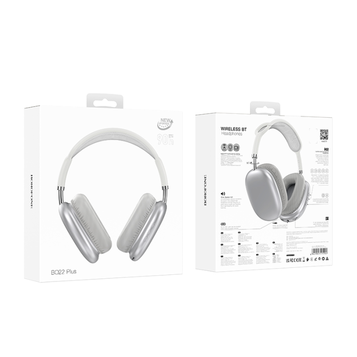Бездротові накладні навушники BOROFONE BO22 Plus Elegant BT headphones Silver (6941991115202)