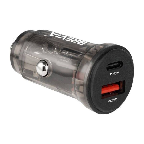 Зарядное устройство для авто Brevia ePower DualCharge 45W USB-C и USB-A прозрачный черный (46145CAB)