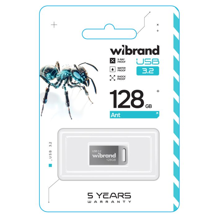 Флеш-накопичувач Wibrand USB 3.2 Gen1 Ant 128GB Silver (WI3.2/AN128M4S)