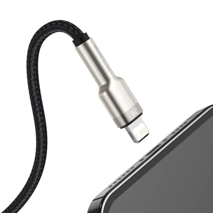 Кабель Baseus Cafule Series Metal Data Cable USB to IP 2.4A 0.25m Black (CALJK-01)