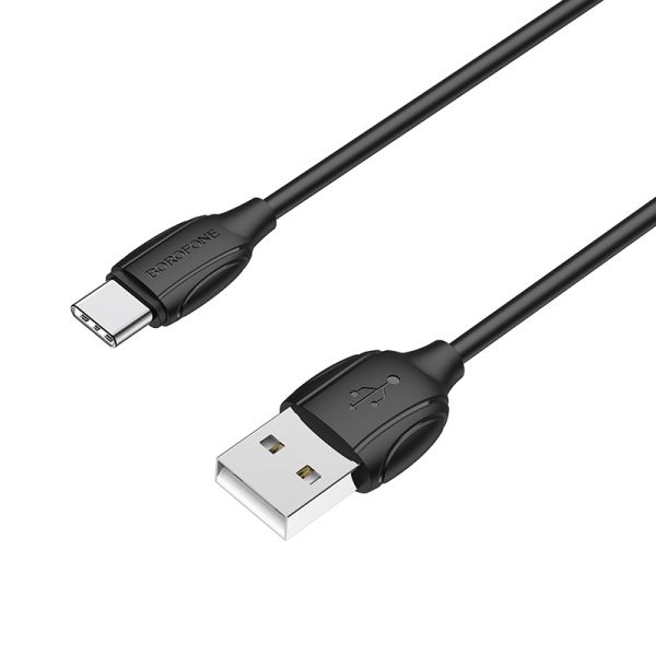 Кабель BOROFONE BX19 USB to Type-C 3A, 1m, PVC, TPE connectors, Black (6931474701794)