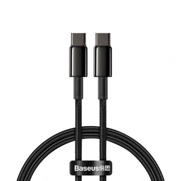 Кабель Baseus Tungsten Gold Fast Charging Data Cable Type-C to Type-C 100W 1m Black (CATWJ-01)