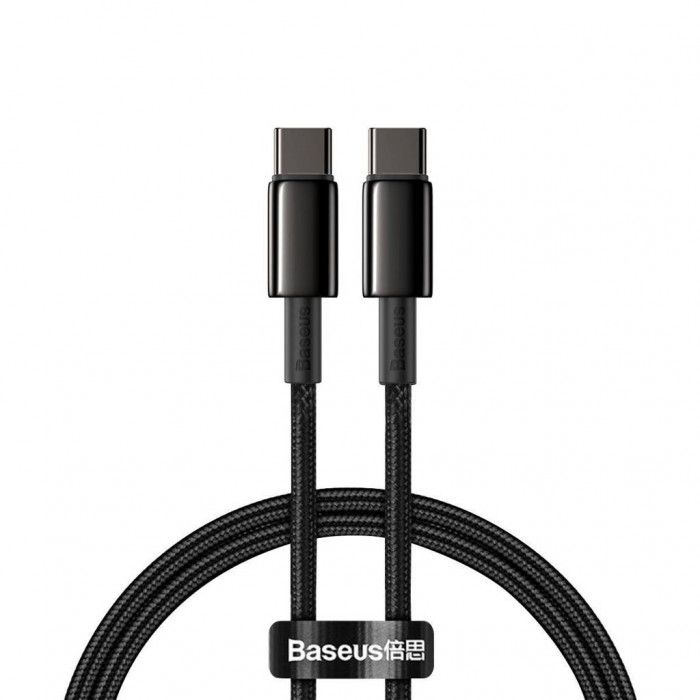Кабель Baseus Tungsten Gold Fast Charging Data Cable Type-C to Type-C 100W 1m Black (CATWJ-01)