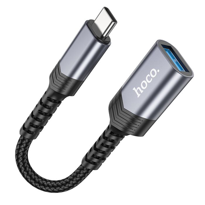 Кабель-перехідник HOCO UA24 Type-C male to USB female 3.0 converter Metal Gray (6942007608848)