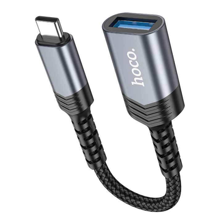 Кабель-перехідник HOCO UA24 Type-C male to USB female 3.0 converter Metal Gray (6942007608848)