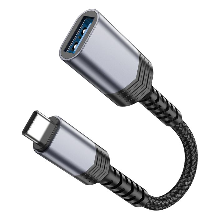 Кабель-перехідник HOCO UA24 Type-C male to USB female 3.0 converter Metal Gray (6942007608848)