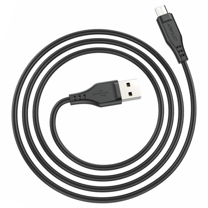 Кабель ACEFAST C3-09 USB to Micro 2,4A, 1.2m, TPE, TPE connectors, Black (6974316280880)