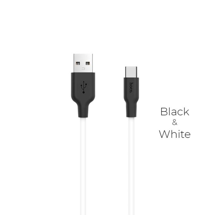 Кабель HOCO X21 USB to Type-C 2A, 1m, silicone, TPE connectors, Black+White (6957531071402)