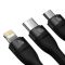 Кабель Baseus Flash Series Ⅱ Two-for-three Charging Cable U+C to M+L+C 100W 1.2m Black (CASS030101)