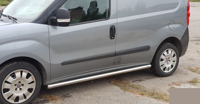 Боковые трубы (2 шт., нержавейка) 60мм, Стандартная база для Fiat Doblo II 2010-2022 гг