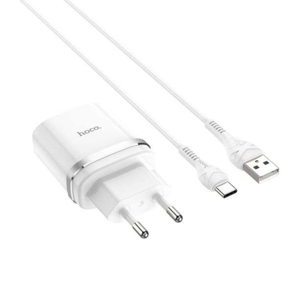 Мережевий зарядний пристрій з кабелем HOCO C12Q Smart QC3.0 charger set(Type-C) 18W White (6931474716309)