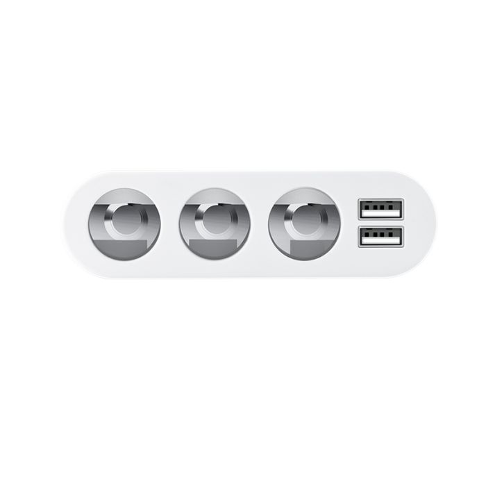 Автомобільний зарядний пристрій HOCO Z13 LCD one-pull-three car charger Silver (6957531050896)