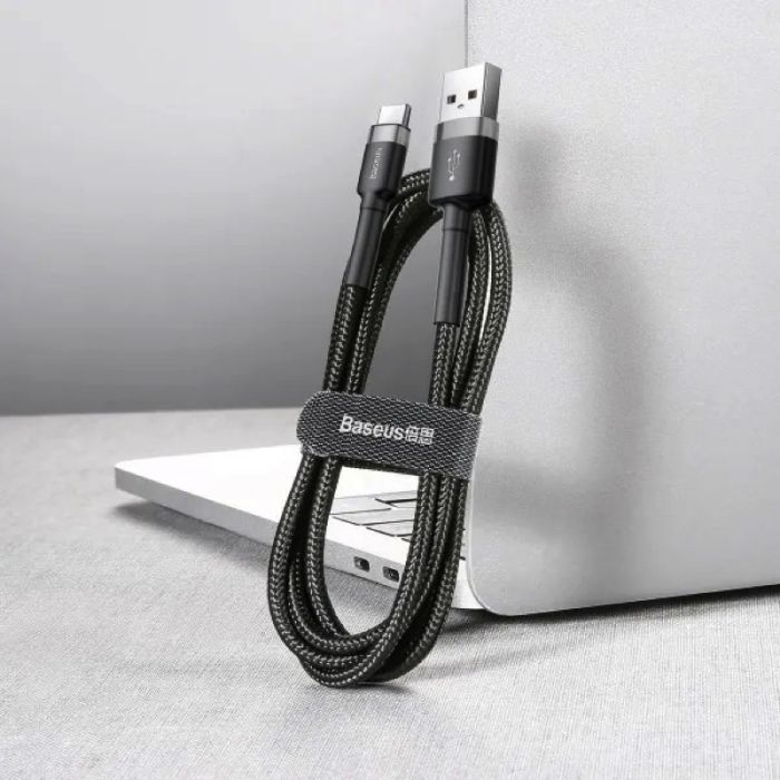 Кабель Baseus Cafule Cable USB For Type-C 3A 0.5m Gray+Black (CATKLF-AG1)