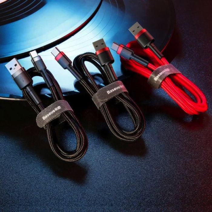 Кабель Baseus Cafule Cable USB For Type-C 3A 0.5m Gray+Black (CATKLF-AG1)
