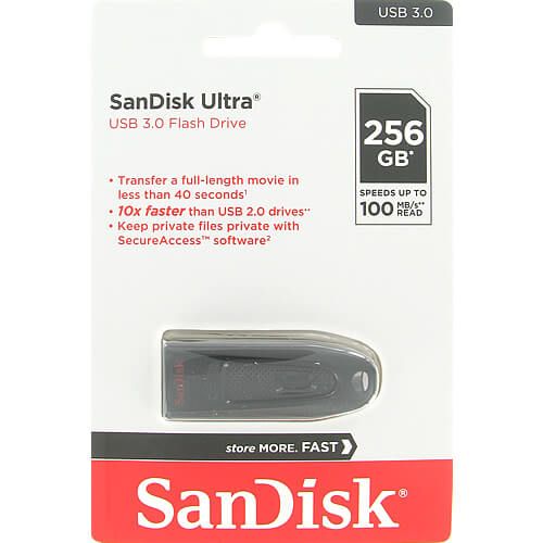Флеш-накопичувач SanDisk USB 3.0 Ultra 256Gb (130Mb/s) Black (SDCZ48-256G-U46)