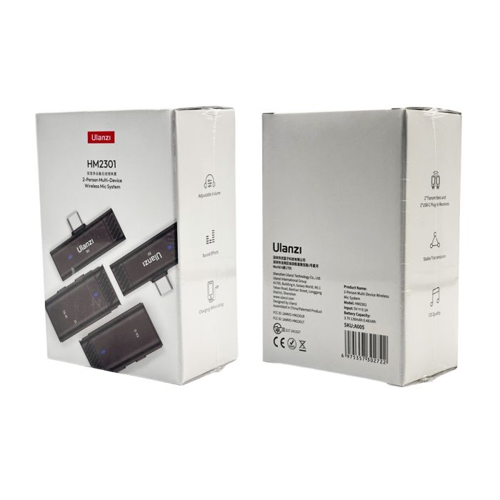 Бездротова мікрофонна система Ulanzi Vijim HM2301 Dual Channel Wireless Lavalier Microphone (A005 HM2301 ) (A005)