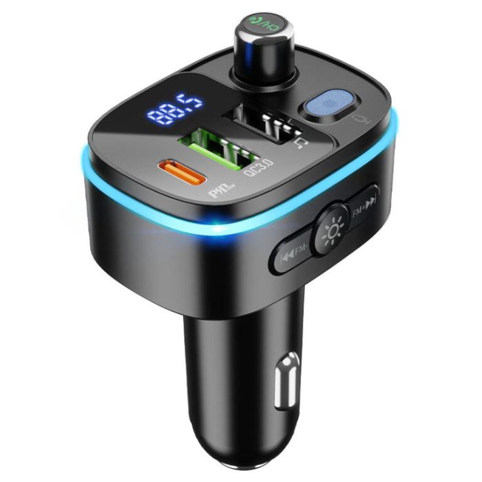 АЗП з FM-модулятором HOCO E62 Fast PD20W+QC3.0 car BT FM transmitter Black (6931474756299)