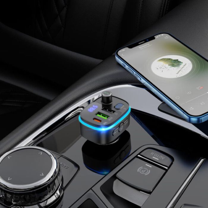 АЗП з FM-модулятором HOCO E62 Fast PD20W+QC3.0 car BT FM transmitter Black (6931474756299)
