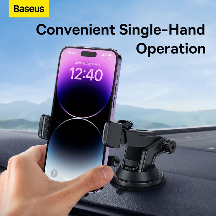 Автотримач для телефона Baseus UltraControl Pro Series Clamp-Type Car Holder Set Cluster Black (C40351600113-00)