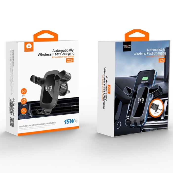 Автотримач для телефона з БЗП WUW-Z29 Black (6972573336258)