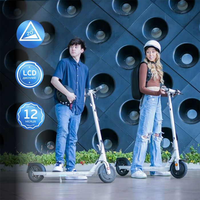 Електросамокат OKAI ES10-NEON Lite White 9", 300(600)W, 7.8Ah, 30km, 25km\h, 20%, NFC, App, 15kg (ES10-W)