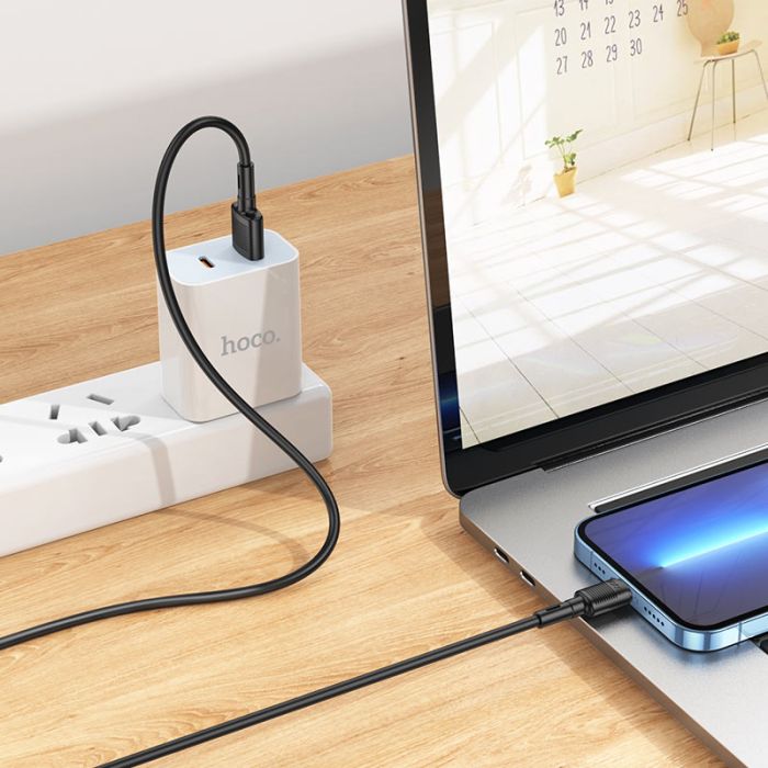 Кабель HOCO X83 USB to iP 2.4A, 1m, PVC, PVC connectors, Black (6931474770868)