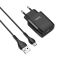 Мережевий зарядний пристрій з кабелем HOCO C72Q Glorious single port QC3.0 charger set(Micro) 18W Black (6931474732521)