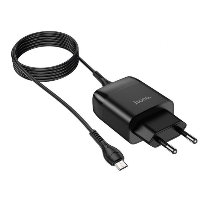 Мережевий зарядний пристрій з кабелем HOCO C72Q Glorious single port QC3.0 charger set(Micro) 18W Black (6931474732521)