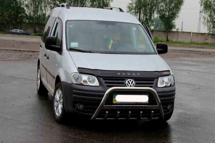 Кенгурятник WT003 (нержавейка) 60мм, с надписью для Volkswagen Caddy 2004-2010 гг