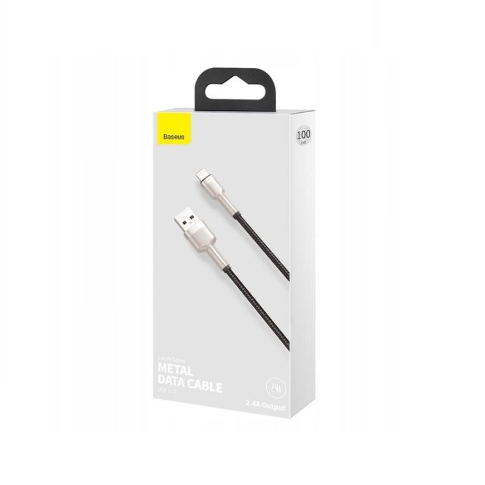 Кабель Baseus Cafule Series Metal Data Cable USB to IP 2.4A 1m Black (CALJK-A01)