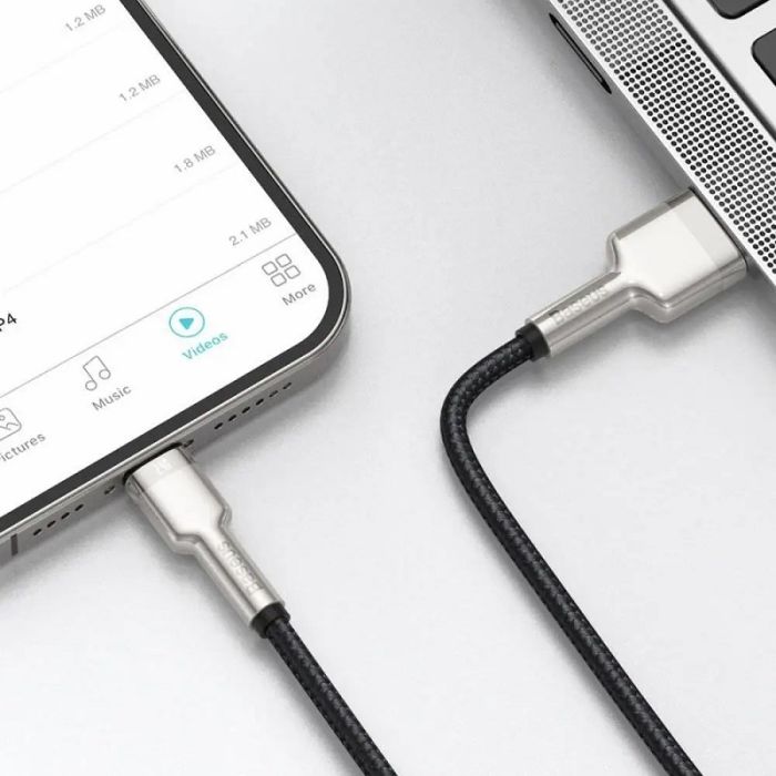 Кабель Baseus Cafule Series Metal Data Cable USB to IP 2.4A 1m Black (CALJK-A01)