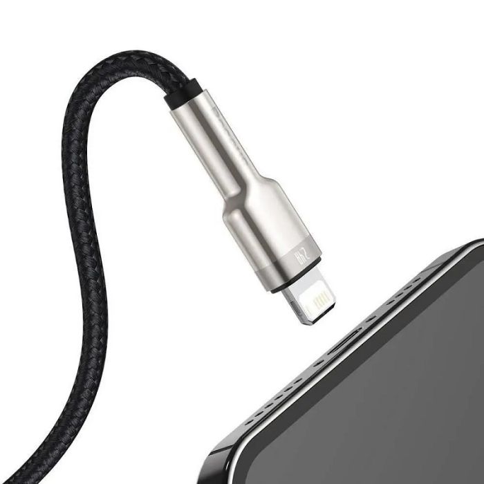Кабель Baseus Cafule Series Metal Data Cable USB to IP 2.4A 1m Black (CALJK-A01)