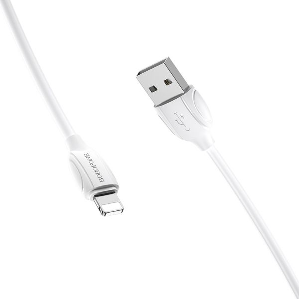 Кабель BOROFONE BX19 USB to iP 2.4A, 1m, PVC, TPE connectors, White (6931474701763)