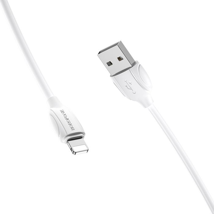 Кабель BOROFONE BX19 USB to iP 2.4A, 1m, PVC, TPE connectors, White (6931474701763)