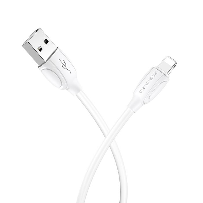 Кабель BOROFONE BX19 USB to iP 2.4A, 1m, PVC, TPE connectors, White (6931474701763)