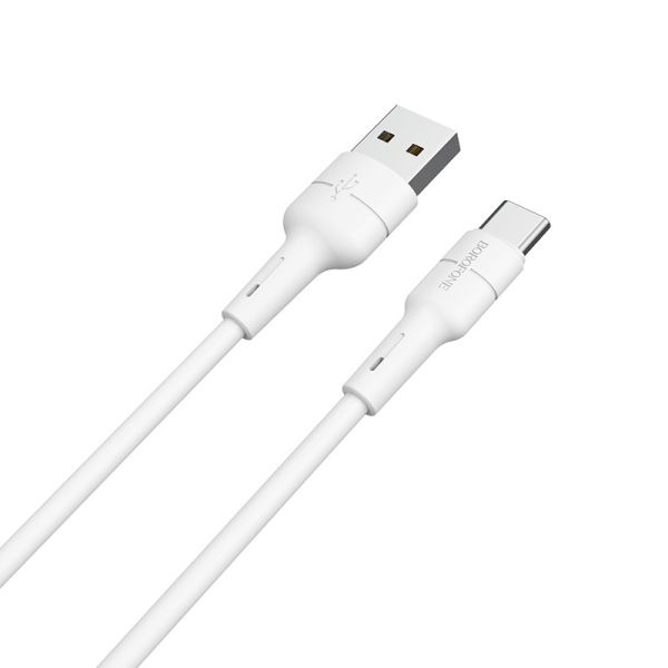 Кабель BOROFONE BX30 USB to Type-C, 3A, 1m, silicone, TPE connectors, White (6931474706935)