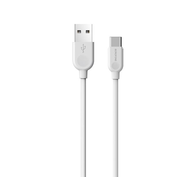 Кабель BOROFONE BX14 USB to Type-C 2.4A, 3m, PVC, TPE connectors, White (6957531090397)