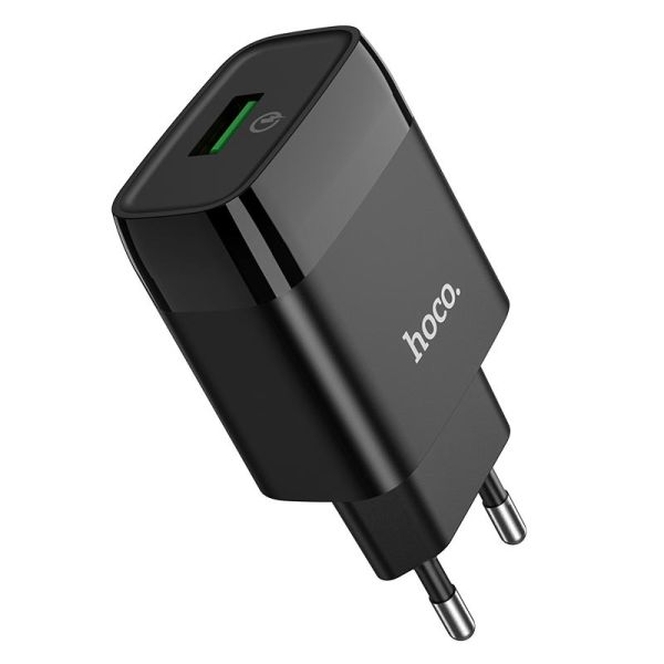 Мережевий зарядний пристрій HOCO C72Q Glorious single port QC3.0 charger 18W Black (6931474732507)